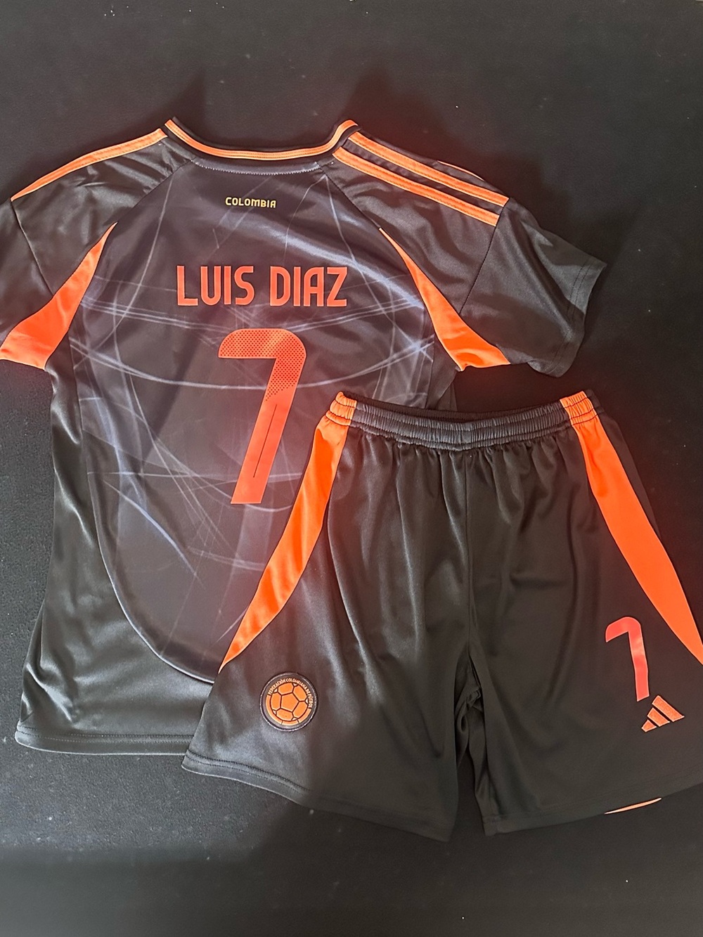 adidas Colombia Black Jersey with Bright Orange Trim